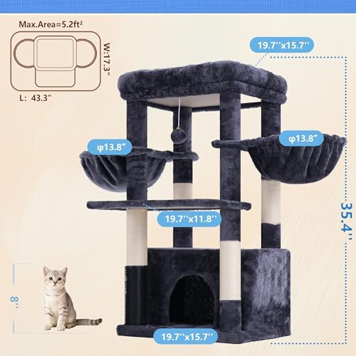 Hey-brother Cat Tree Tower with Large Platform, Spacious Condo, MPJ060G - Image 2