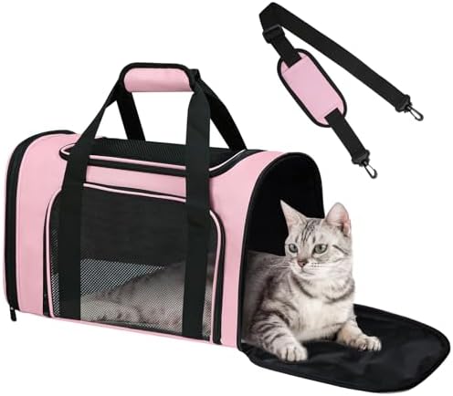 Cat Carrier Soft Up to 16 Lbs, Breathable Pet Travel Bag with Steel Frame by Alwaysstandbehindyou