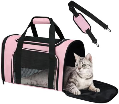 Cat Carrier Soft Up to 16 Lbs, Breathable Pet Travel Bag with Steel Frame by Alwaysstandbehindyou