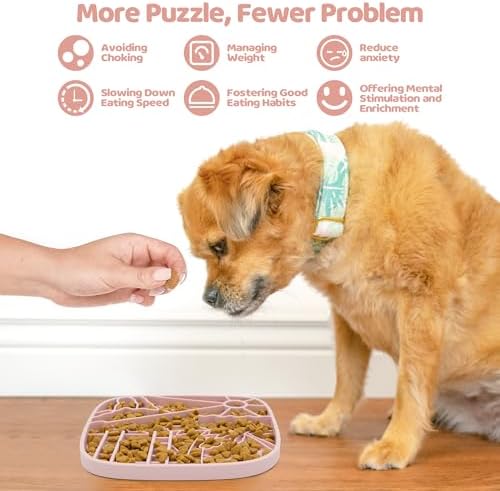 Puzzle Feeder Dog Lick Mat,Freezable Dog Enrichment Toys for Mental Stimulation and Anxiety Relief, Silicone Lick Mat, Slow Feeder Supports All Types of Food,Pink - Image 6