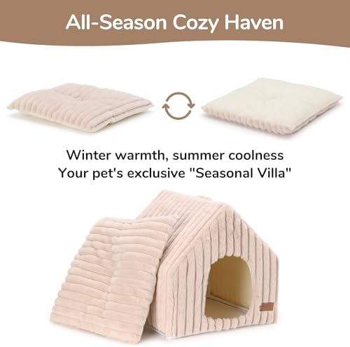 FUKUMARU Cat Bed Cave, Enclosed Washable Covered Dog Bed with Support Frame - Image 3