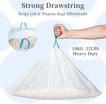 Automatic Litter Box Liners, Compatible with Warcat, Catlink, Neakasa & Tuya, 45 Count Extra Thick Drawstring Bags for Self Cleaning Litter Box, 20" x 18" - Image 3