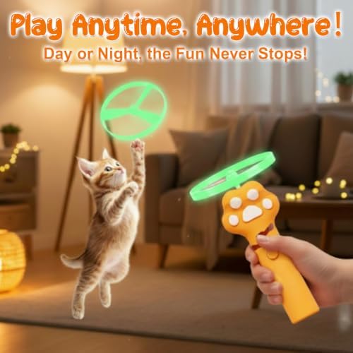 JIARON Interactive Rechargeable Cat Fetch Toy Disc Launcher, 8 Flying Discs Hunting Enrichment Toys for Indoor Outdoor Bored Kittens & Adult Cats, Cat Boredom Relief - Image 4