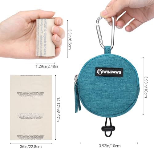 Dog Poop Bag Holder for Leashes- Dog Treat Pouch with Waterproof Zipper,Puppy Training Small Bag with Carabiner & Bungee Toggle,Two Pockets for Dry or Wet Treats-Pet Travel Walking Essentials (Green) - Image 6