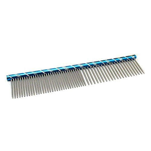 UEETEK Stainless Steel Pet Comb for Dogs Cats Shedding Grooming Trimming with Different Spaced Teeth 6.29 Inch Gentle Hair Removal Tool