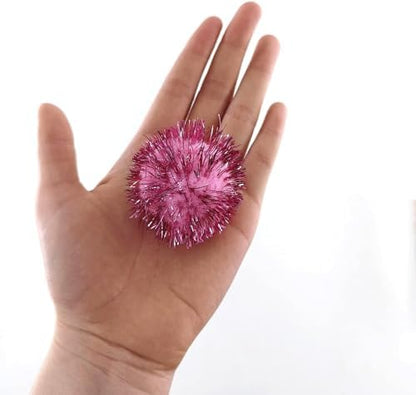 40 Pcs 2 Inch Assorted Color Flash Ball Cat's Favorite Toy Ball Tinsel Pom Poms Flash for Kittens Exercise and Multiple Cats Play and Chase - Image 3