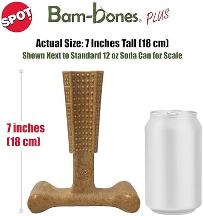 SPOT Bam-Bones Plus T-Bone, Bamboo Fiber & Nylon Dog Chew, Durable for Aggressive Chewers, Non-Splintering, for Adult Dogs & Teething Puppies Under 90lbs, 7in, Chicken Flavor - Image 4