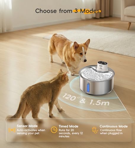 Stainless Steel Cat Water Fountain, 186fl.oz/1.45Gal Cordless Dog Fountain - Image 3