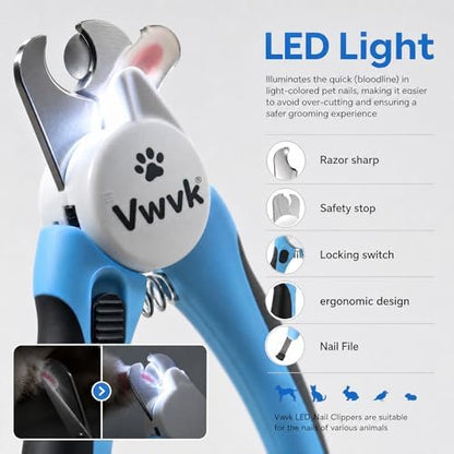 Dog Nail Clippers with Light, Professional Toenail Clippers for Thick Toenails, LED Illuminated Pet Nail Trimmer to See Bloodline, Safety Guard & Blade Lock, for Dogs & Cats - Image 3
