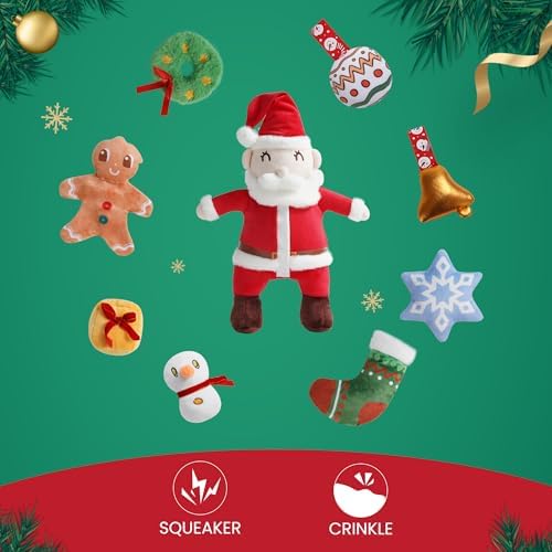 Nocciola Hide and Seek Christmas Santa Dog Toys: 9 Packs Vacation Gifts Funny Plush Stuffed Squeaky Crinkle Durable Chew Toys for Small Medium Large Breed, Dog Stocking Stuffers - Image 3