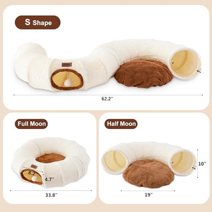 ZOMISIA Cat Tunnel Bed for Indoor Cats, Cute Cat Donut Toy Tunnel for Small Large Cats, Peekaboo Pet Cave Play Tunnel for Kitten/Rabbit,Grey - Image 4