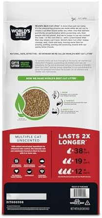 World's Best Cat Litter, Multiple Cat, Unscented, Lasts 2X Longer, 8 lb Bag - Image 2