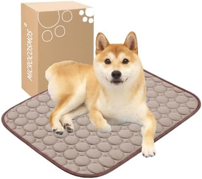 MICROCOSMOS Summer Cooling Mat & Sleeping Pad- Water Absorption Top, Materials Safe, Easy Carry, EZ Clean. Keep Cooling for Pets, Kids and Adults.(Brown, 24" x18") by MICROCOSMOS