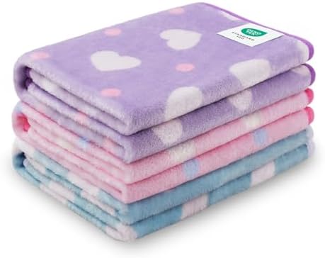 1 Pack 3 Blankets Super Soft Cute Dot Pattern Pet Blanket Flannel Throw for Dog Puppy Cat Purple/Pink/Cyan Large by luciphia