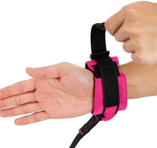 Gooby Easy Fit Wrist Band Surfer Leash - Hot Pink, 6 FT - Comfortable Hands Free Leash with Elastic Band for Small, Medium and Large Dogs