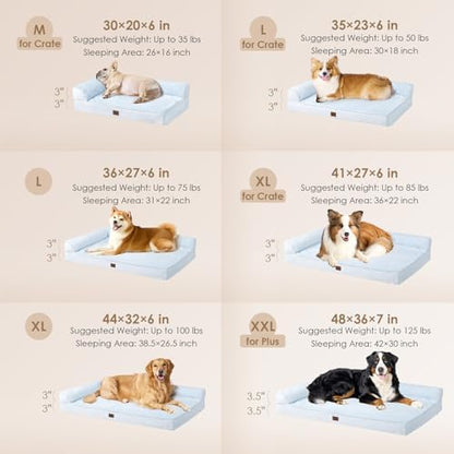EHEYCIGA Memory Foam Dog Bed for Crate, Large Orthopedic Dog Bed, Washblue - Image 2