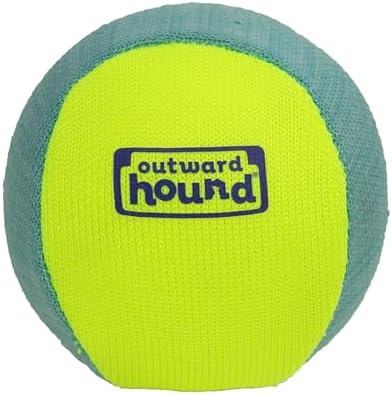 Outward Hound FlyFetch Squeak Ball Dog Toy, Extra‑Loud Squeaker, Durable Foam Core, Floats in Water, All Breeds, 4" by OutwardHound