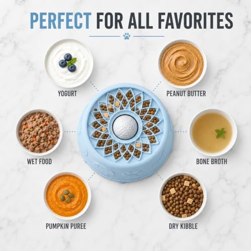 2-in-1 Slow Feeder Dog Bowl & Lick Mat with Rolling Ball for Dogs&Cats - Image 4