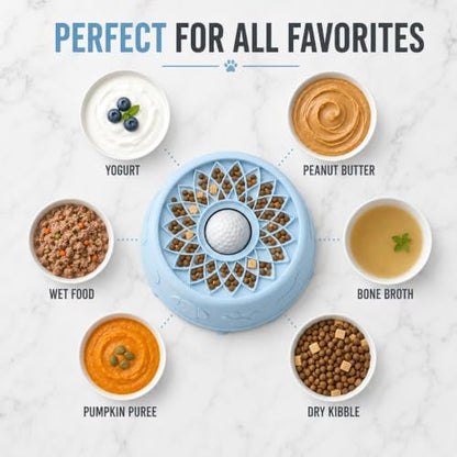 2-in-1 Slow Feeder Dog Bowl & Lick Mat with Rolling Ball for Dogs&Cats - Image 4