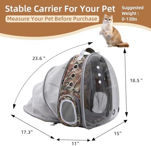 Expandable Cat Carrier Backpack with Bubble Window, Camo - Image 2