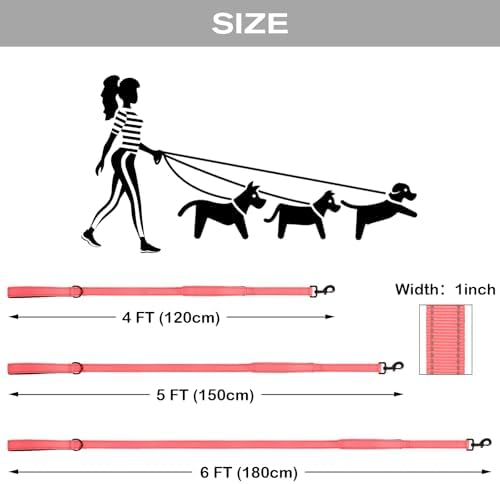 Joytale Dog Leash for Large Dogs that Pull, Double Handle, 4FT, Neon Pink - Image 6
