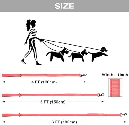 Joytale Dog Leash for Large Dogs that Pull, Double Handle, 4FT, Neon Pink - Image 6