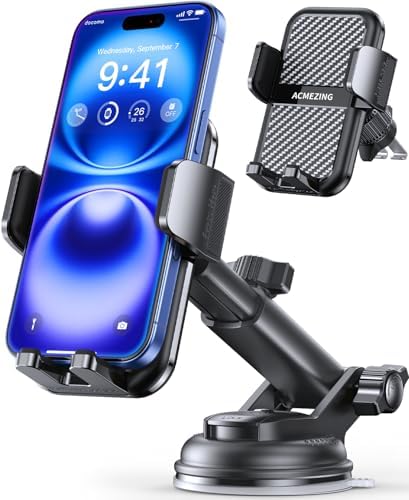 3-in-1 Car Phone Holder [122+LBS Strongest Suction & Stable Clamp Arm] 360° Adjustable Car Phone Mount, Cell Phone Holders for Your Car for Dashboard Vent, All Smartphones & Car Models by ACMEZING
