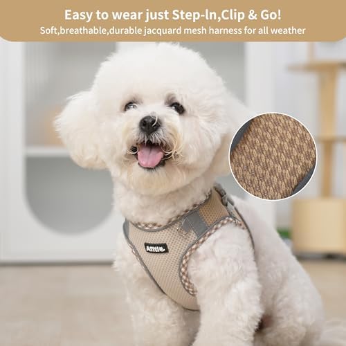 AIITLE Breathable Dog Harness Small Sized and Leash Set, Brown-Beige XXXS - Image 2