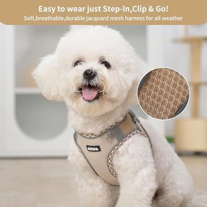 AIITLE Breathable Dog Harness Small Sized and Leash Set, Brown-Beige XXXS - Image 2