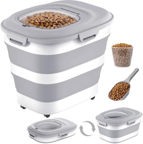 28 Lbs Dog Food Storage Container, Collapsible Cat Food Container by NURYOSPACESAVING