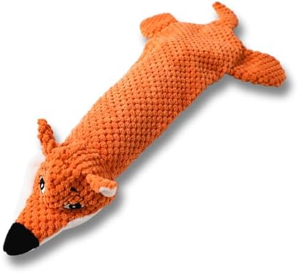 Dog Toys, Squeaky Plush No Stuffing Crinkle Dog Toy for Small Medium Large Dogs, Interactive Puppy Teething Water Bottle Dog Chew Toy (Fox) by KrauzPet