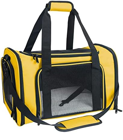 Soft Sided Carrier for Small Medium Cats Dogs,Removable Pad Collapsible Travel Pet Carrier Large Yellow by NextFri