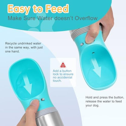 Portable Dog Water Bottle, 14 OZ Stainless Steel Pet Water Dispenser - Image 4