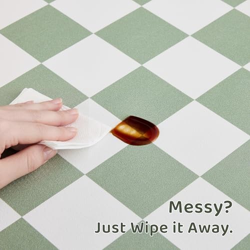 Checkered Dog Feeding Mat, Absorbent Mats for Dog Food and Water Bowl, Dispenser, Retro Modern Aesthetic Sage Green Checkerboard Pet Placemat for Dogs, Cats, Puppy Accessories, 12" X19” - Image 4