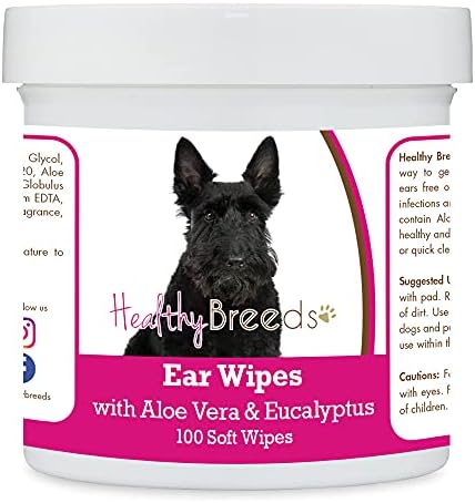 Healthy Breeds Scottish Terrier Ear Cleaning Wipes with Aloe & Eucalyptus for Dogs 100 Count by HealthyBreeds