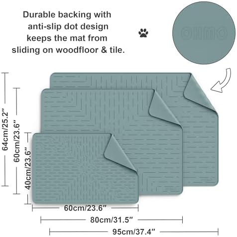 OHMO Large Cat Litter Mat, 31.5x23.6 Silicone Trapping Mat Light Blue - Image 5