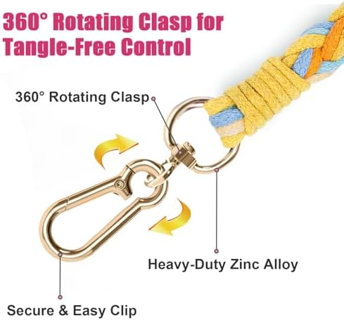 5FT Braided Cotton Rope Leash for Small, Medium and Large Dogs,Sunshine Breeze - Image 4