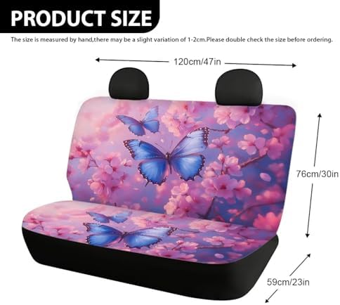 AFPANQZ Blue Butterfly Back Seat Cover Non-Slip Interior Protective Cover Non Slip Car Rear Seats Dog Seat Covers Durable Scratch-Proof Protector for Pet Fur and Mud - Image 4