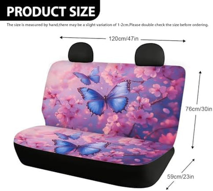 AFPANQZ Blue Butterfly Back Seat Cover Non-Slip Interior Protective Cover Non Slip Car Rear Seats Dog Seat Covers Durable Scratch-Proof Protector for Pet Fur and Mud - Image 4