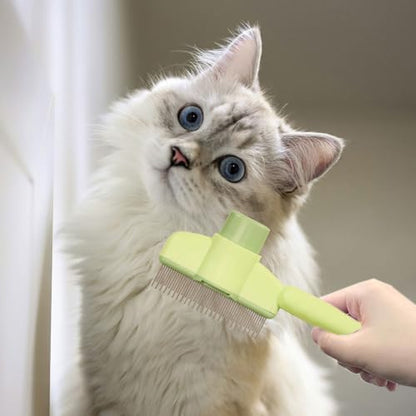 Dogs and Cats Comb with Release Button, Pet Hair Removal Tools with Safe Stainless Steel Teeth for Deshedding, Cat Grooming Supplies for Long/Short Hair, Cat Brush for Shedding, Green - Image 6