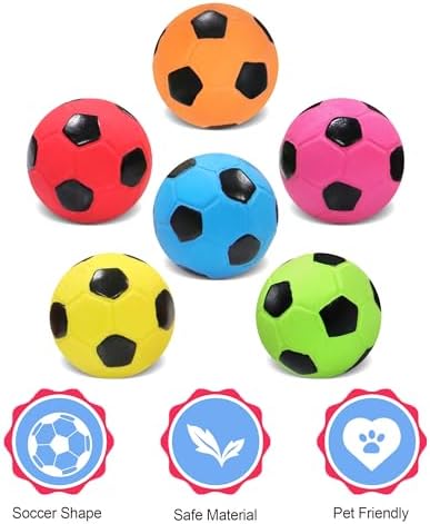 2” Dog Soccer Ball Toys 6 Pack, Squeaky Dog Toys Interactive Soccer Balls for Chewing and Training, Fits for Teething Puppies, Small and Medium Dogs - Image 3