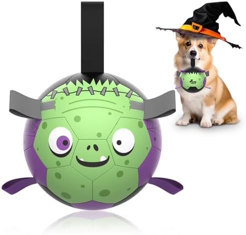 QDAN Halloween Dog Toys, Dog Soccer Balls with Straps, Outdoor Dog Toys by QDAN