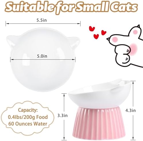 Ceramic Raised Cat Bowl，Tilted Raised Bowl Anti Vomit for Indoor Cats Whisker Friendly Pet Feeder for Cats Puppies, Microwave and Dishwasher Safe (Blue) - Image 2