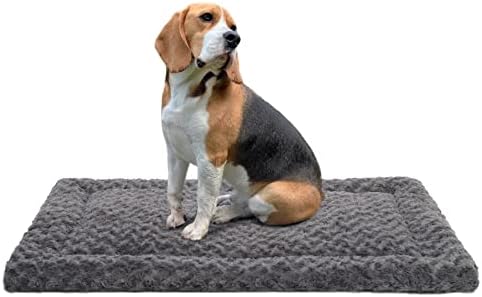 Exsnugy Washable Dog Bed Mat Medium Size Fluffy Pet Crate Pad 36x23 by Exsnugypetproducts