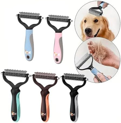 2-Sided Dematting & Deshedding Comb for Dogs & Cats – Undercoat Detangler Brush for Shedding, Matted Hair & Fur Remover Tool, Ergonomic Handle for Stress-Free Pet Grooming (Green) - Image 5