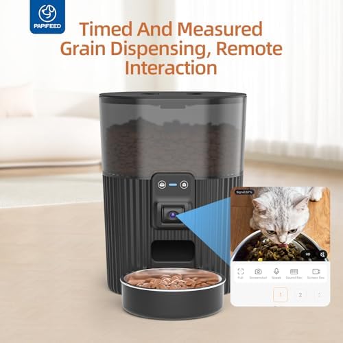 PAPIFEED Automatic Cat Feeder with Camera, WiFi Auto Cat Feeder with App, 3L Slow-Feed Cat Food Dispenser for Dry Food, Dual Power Supply Timed Pet Feeder, 10 Meals/Day, 6 Portions/Meal - Image 6