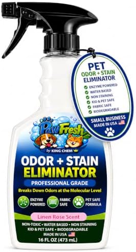 PawFresh Pet Odor & Stain Eliminator Spray, Linen Rose Scent, 16 oz by KingChem