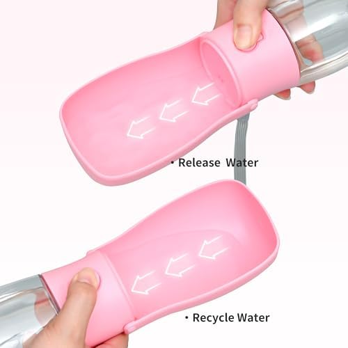 Portable Dog Water Bottle 10oz Pink - Image 3