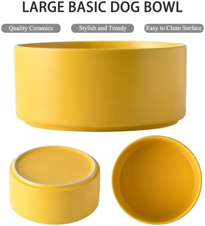 8'' Ceramic Dog Bowl - 70Oz Classic Dogs Food & Water Bowl for Medium and Large Breeds, Heavy-Duty Non-Slip Dog Dish, Food Grade Stoneware Pet Bowl, Dishwasher & Microwave Safe, Yellow - Image 2