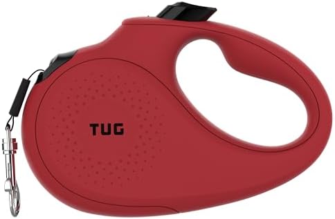 TUG Monochrome 360° Tangle-Free Retractable Dog Leash | 16 ft Strong Nylon Tape (Medium, Red) by TUG